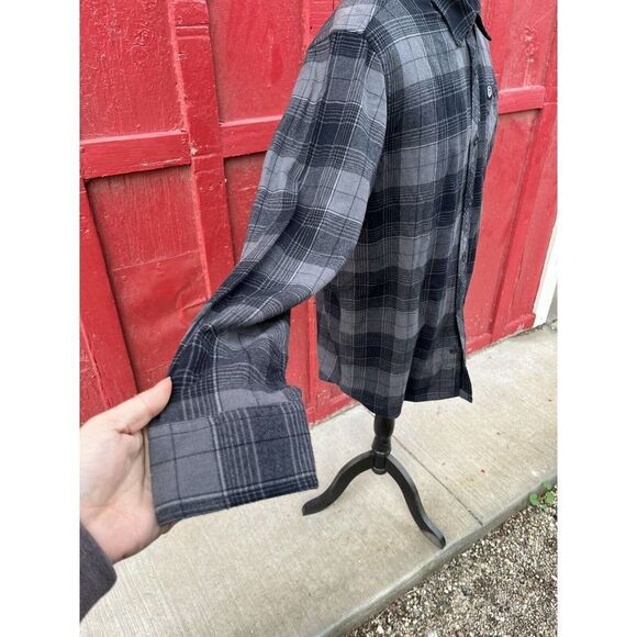 Metal Mulisha Mens Grey Plaid Button Down Flannel Size Large - Picture 3 of 9